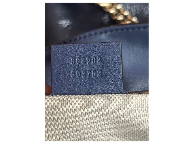 Borsa Gucci blu scuro in cotone - vista 14