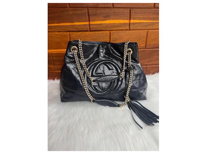 Borsa Gucci blu scuro in cotone - vista 2