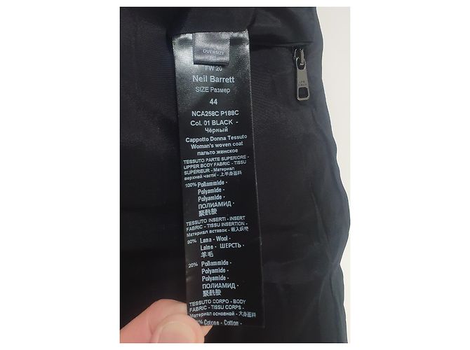 Neil Barrett Chaqueta Abrigo Negra Negro - vista 10