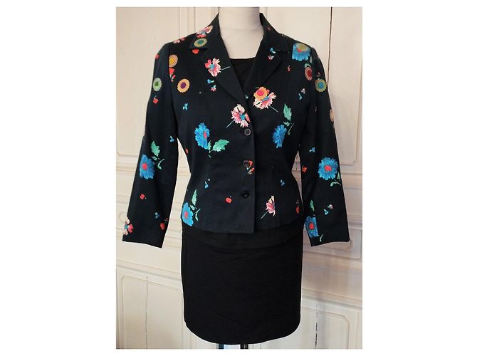 KENZO JACKE NIGHT DE CHINE FLORALE BROSCHE QUASTEN T 36/38 Schwarz - Ansicht 2