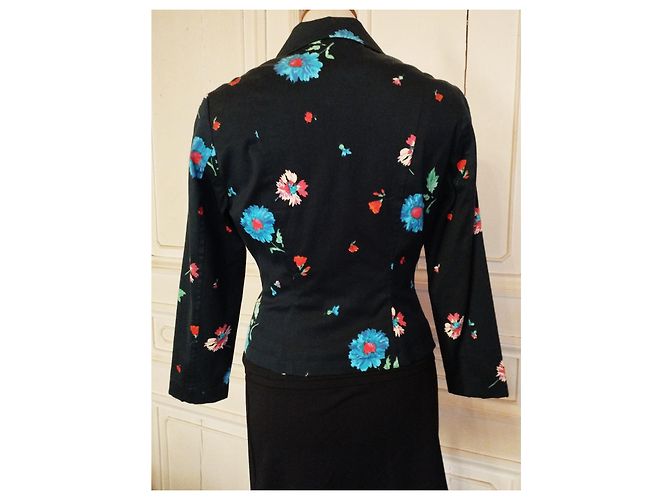 KENZO JACKE NIGHT DE CHINE FLORALE BROSCHE QUASTEN T 36/38 Schwarz - Ansicht 4