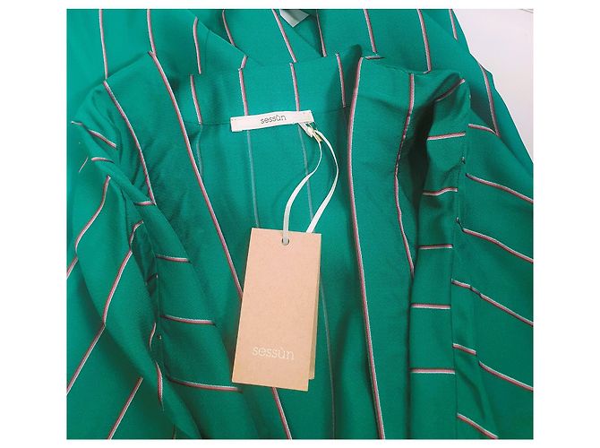 Vestido Sessun Menthol Stripe de viscosa Verde - vista 5