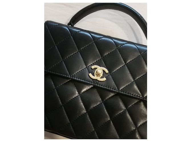 Vintage Chanel Kleine Lammledertasche GHW Schwarz - Ansicht 12