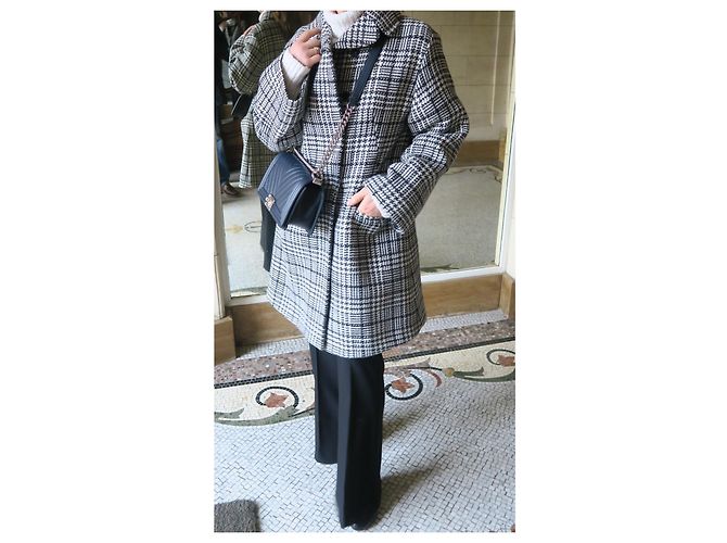 Abrigo de lana Dolce & Gabbana negro y blanco Talla 42 - vista 2