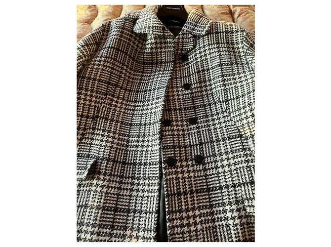 Abrigo de lana Dolce & Gabbana negro y blanco Talla 42 - vista 7