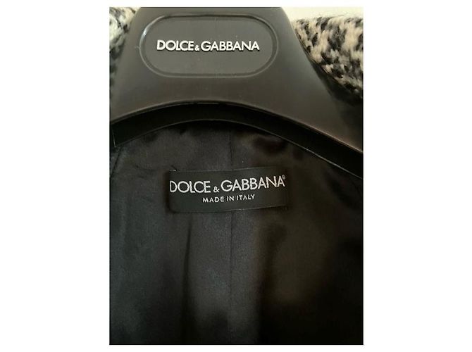 Abrigo de lana Dolce & Gabbana negro y blanco Talla 42 - vista 8