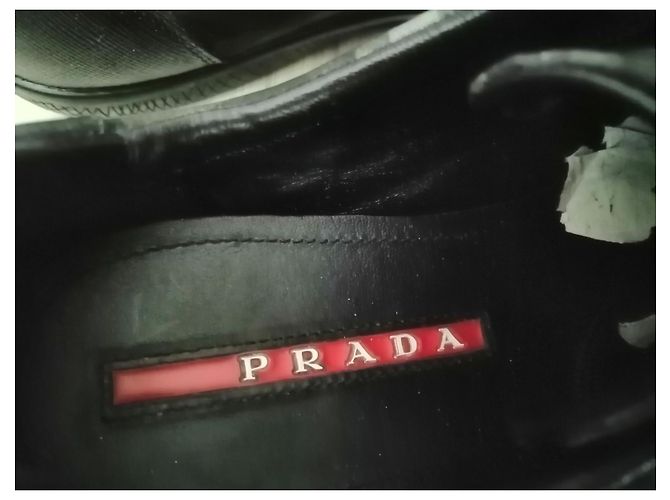 Prada Sneaker Schwarz Grau aus Leder und Polyester 37.5 - Ansicht 10