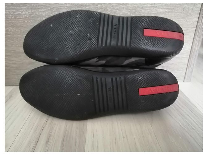 Prada Sneaker Schwarz Grau aus Leder und Polyester 37.5 - Ansicht 8