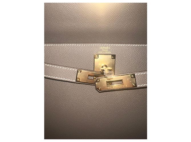 Hermès Kelly 28 scellier epsom étoupe Beige Grigio - vista 12