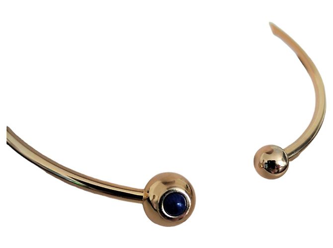 Collana Torque Christian Dior Metallo Dorato Perla Blu D'oro - vista 2