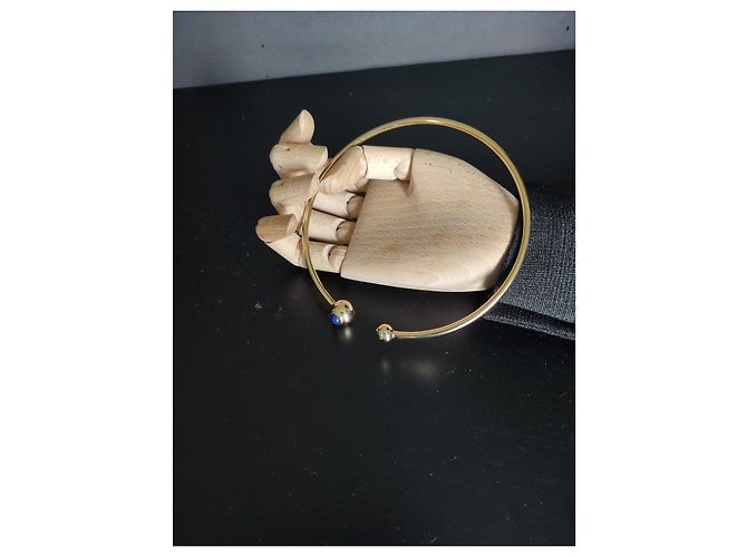 Collana Torque Christian Dior Metallo Dorato Perla Blu D'oro - vista 3