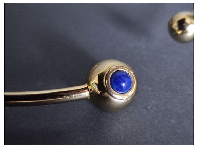 Collana Torque Christian Dior Metallo Dorato Perla Blu D'oro - vista 4