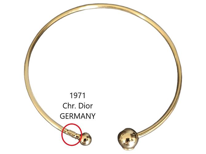 Collana Torque Christian Dior Metallo Dorato Perla Blu D'oro - vista 5