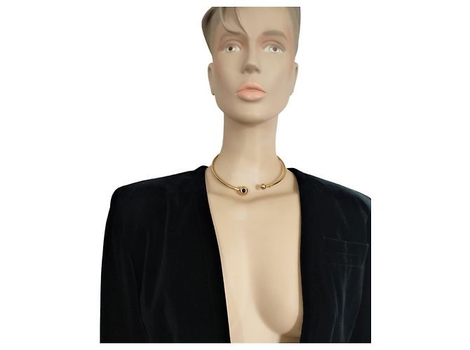 Collana Torque Christian Dior Metallo Dorato Perla Blu D'oro - vista 6