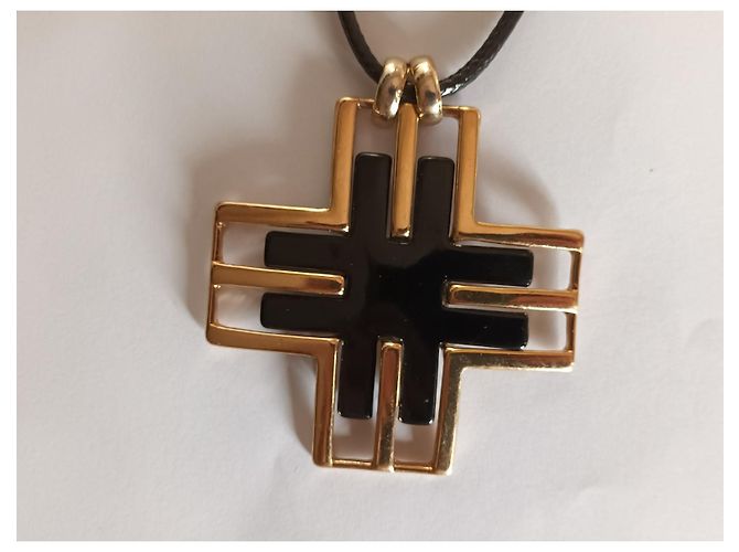 Autre Marque Collana con pendente Parade in metallo dorato e resina D'oro - vista 2