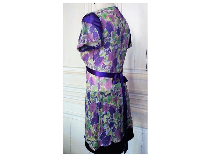 Antik Batik BLUSA BATIK ANTIK VOILE IMPERO DI SETA ALLACCIATA PLUM TS Porpora - vista 3