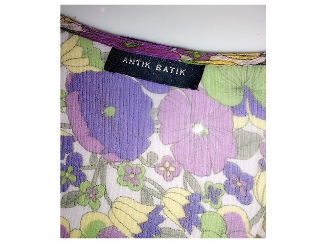 Antik Batik BLUSA BATIK ANTIK VOILE IMPERO DI SETA ALLACCIATA PLUM TS Porpora - vista 4