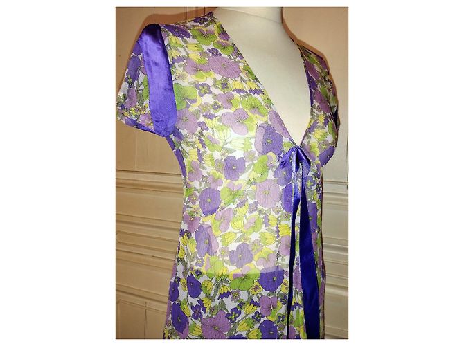 Antik Batik BLUSA BATIK ANTIK VOILE IMPERO DI SETA ALLACCIATA PLUM TS Porpora - vista 5
