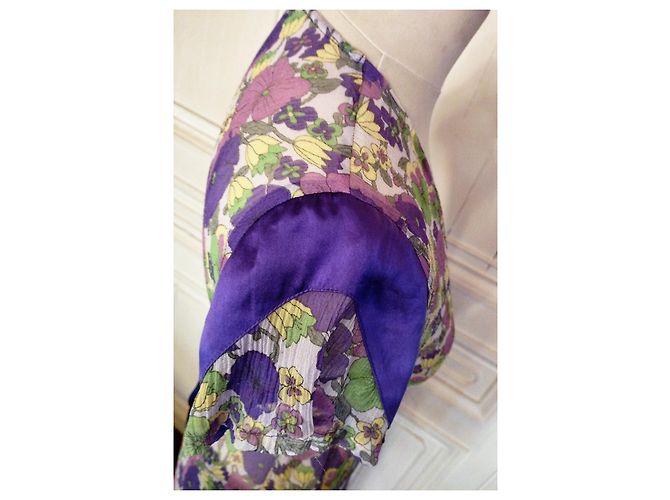 Antik Batik BLUSA BATIK ANTIK VOILE IMPERO DI SETA ALLACCIATA PLUM TS Porpora - vista 9