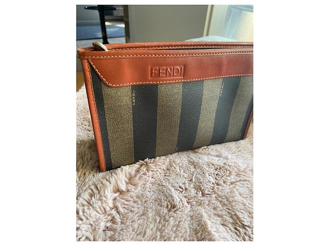 Pochette Fendi in pelle marrone e grigia Grigio - vista 2