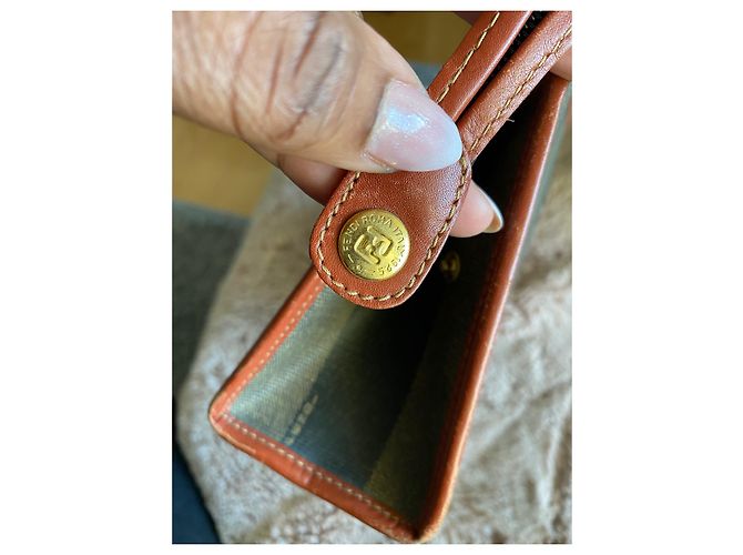 Pochette Fendi in pelle marrone e grigia Grigio - vista 3