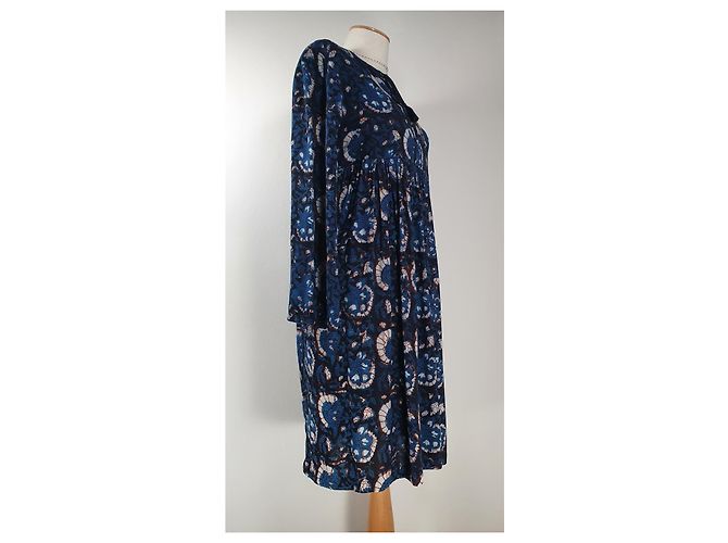Antik Batik Midikleid Blau Viscose Mehrfarben - Ansicht 4