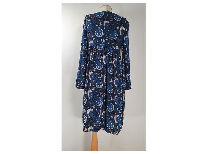Antik Batik Midikleid Blau Viscose Mehrfarben - Ansicht 5