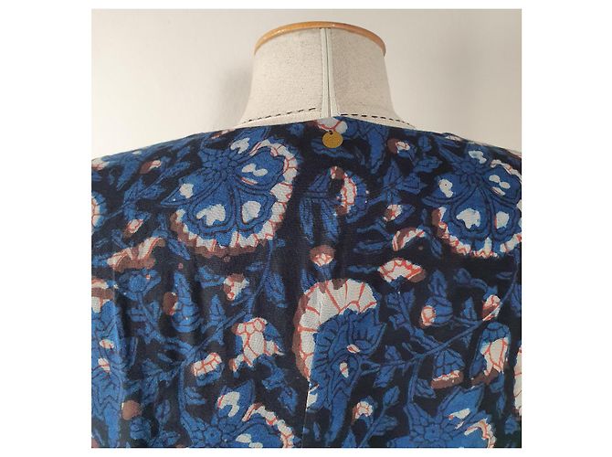 Antik Batik Midikleid Blau Viscose Mehrfarben - Ansicht 6