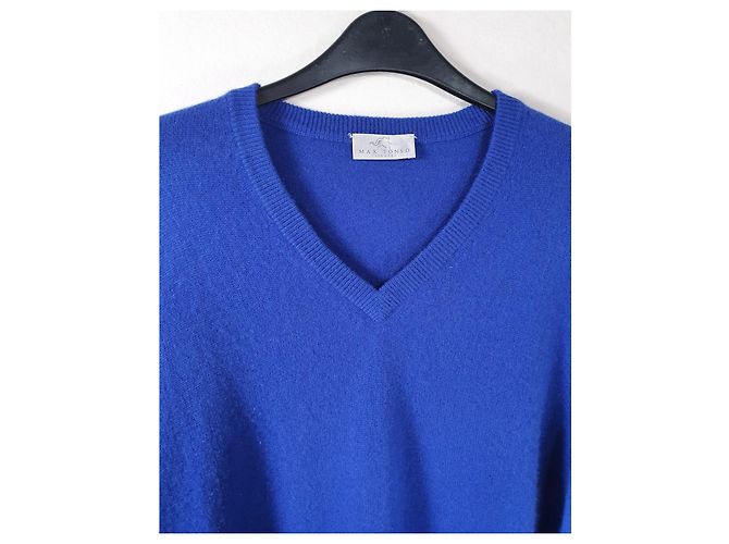 Autre Marque Max Tonso Kaschmirpullover blau V Ausschnitt XL - Ansicht 4