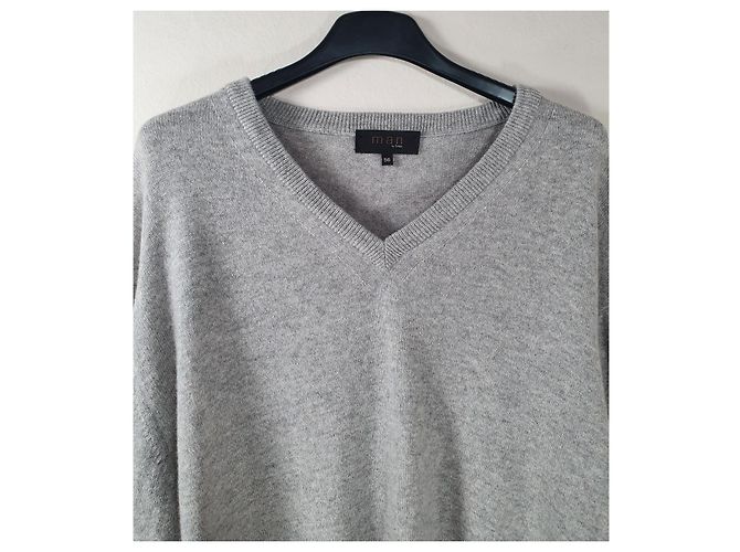 Autre Marque Pull Tchibo en cachemire col V gris - vue 3