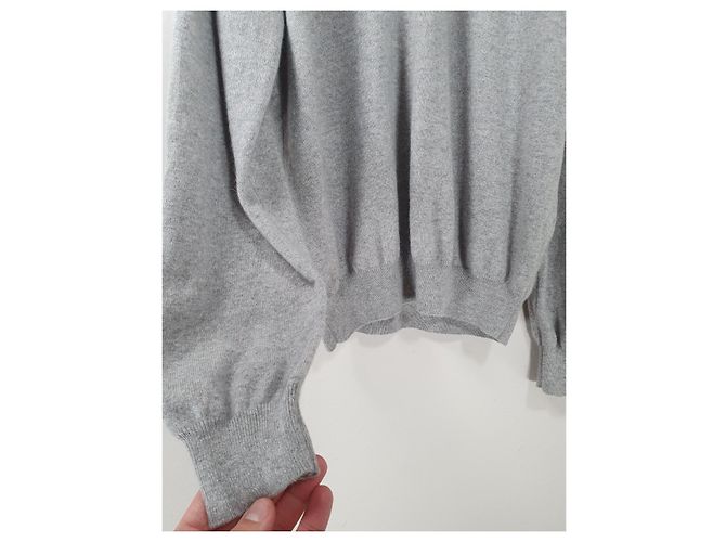 Autre Marque Pull Tchibo en cachemire col V gris - vue 4