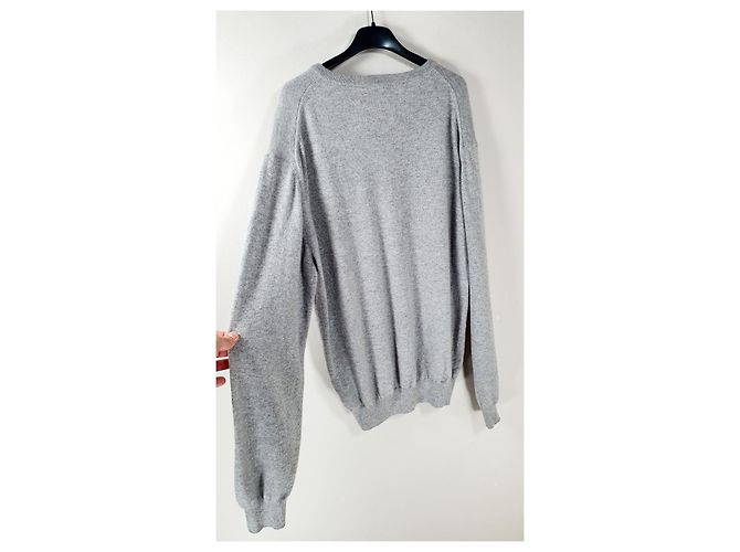 Autre Marque Pull Tchibo en cachemire col V gris - vue 5