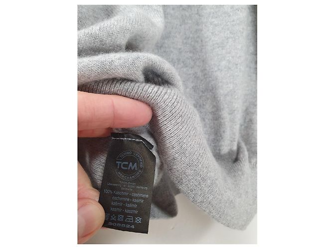 Autre Marque Pull Tchibo en cachemire col V gris - vue 6