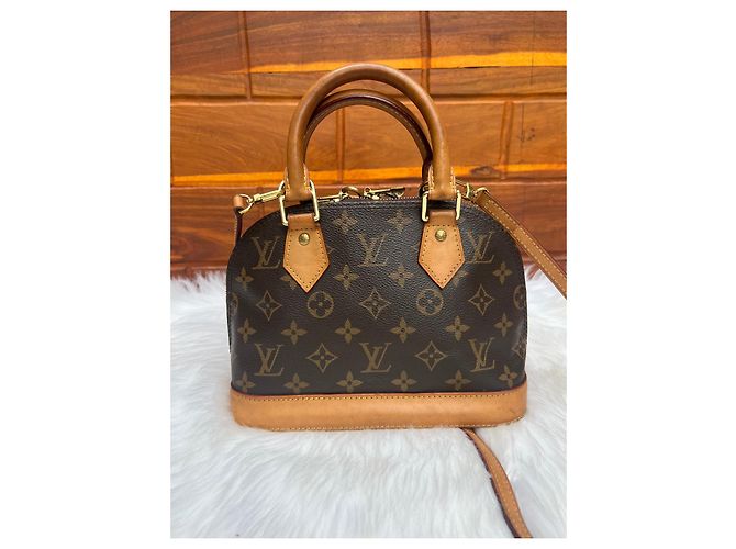 Borsa a mano Louis Vuitton Alma Marrone in cotone - vista 7
