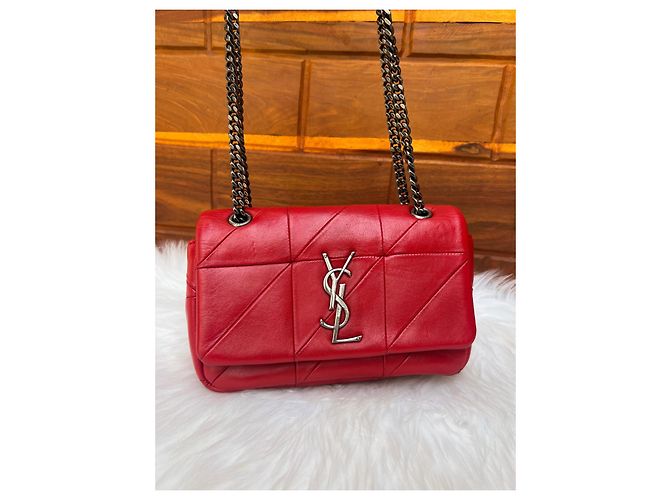 Borsa a mano Yves Saint Laurent rossa in cotone Rosso - vista 3