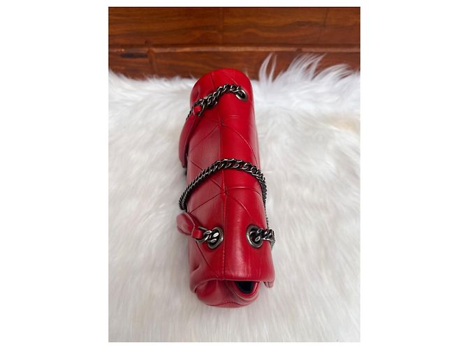 Borsa a mano Yves Saint Laurent rossa in cotone Rosso - vista 9