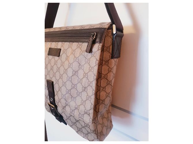 Gucci GG Supreme Pasta de couro bege - vista 6