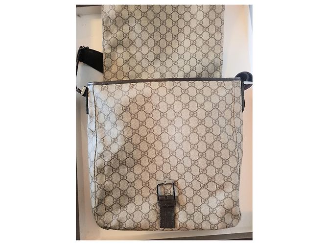 Gucci GG Supreme Pasta de couro bege - vista 7