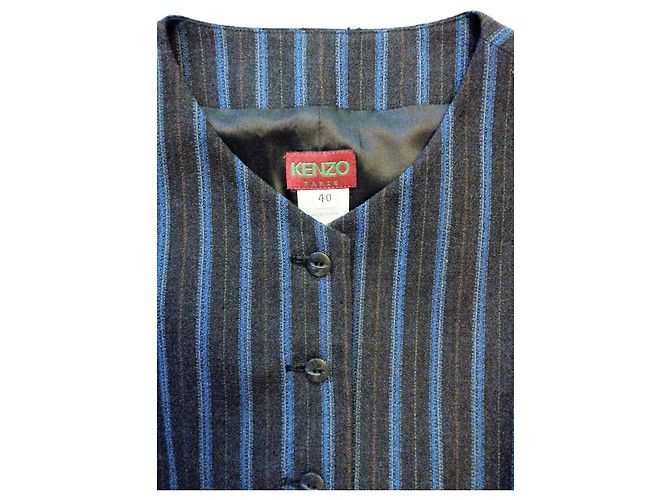 KENZO WESTE TRENDY BAYADERE WOLLBLATT T36/38 Anthrazitgrau - Ansicht 6