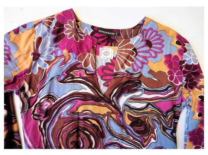 ANTIK BATIK DOPPELSEITIGE BLUSE BAROCK KRAWATTEN T 36/38 Mehrfarben - Ansicht 3