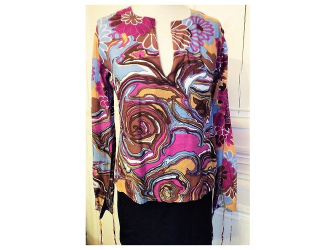 ANTIK BATIK DOPPELSEITIGE BLUSE BAROCK KRAWATTEN T 36/38 Mehrfarben - Ansicht 9