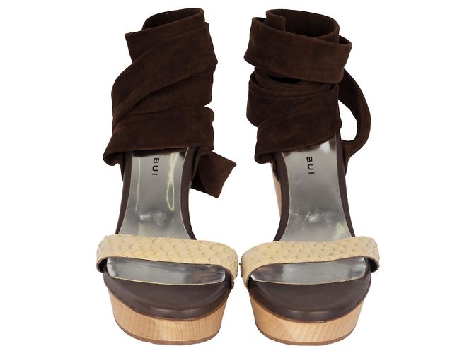 Barbara Bui Scarpe stringate in camoscio e pelle di serpente Marrone - vista 2