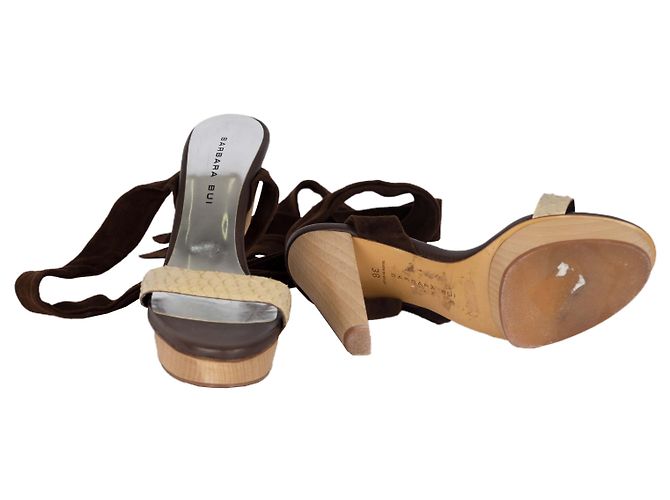 Barbara Bui Scarpe stringate in camoscio e pelle di serpente Marrone - vista 5