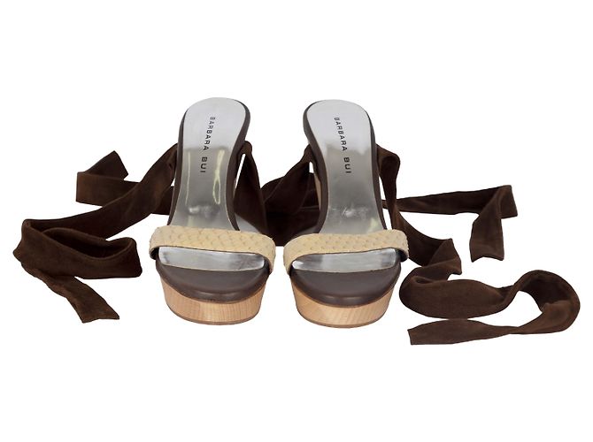 Barbara Bui Scarpe stringate in camoscio e pelle di serpente Marrone - vista 6
