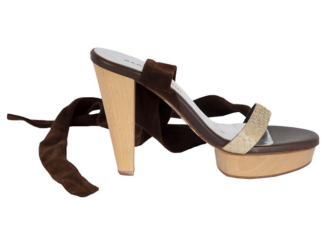 Barbara Bui Scarpe stringate in camoscio e pelle di serpente Marrone - vista 7