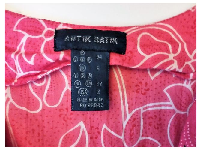 ANTIK BATIK BARROCO BLUSA FRAMBUESA ALGODÓN SÁBANA T 34/36 Rosa - vista 3