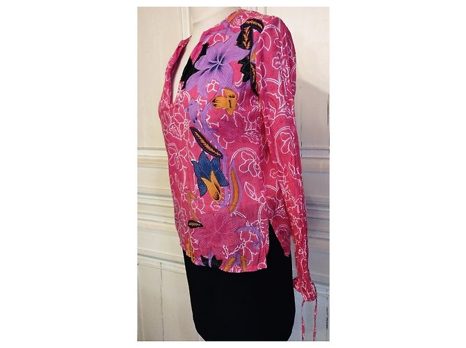 ANTIK BATIK BARROCO BLUSA FRAMBUESA ALGODÓN SÁBANA T 34/36 Rosa - vista 5