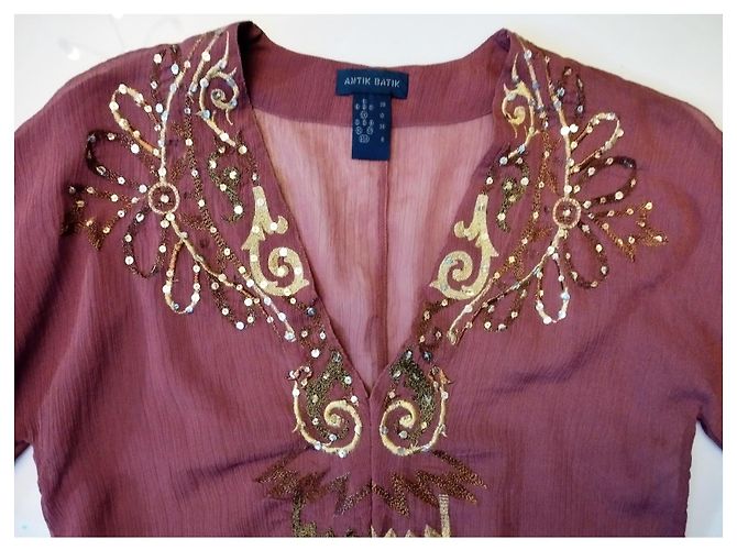 ANTIK BATIK BLUSE VOILE RAMBOISINE PAMPILLE LUREX ABENDGRÖSSE 38 Pink - Ansicht 2