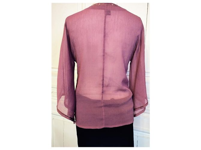 ANTIK BATIK BLUSE VOILE RAMBOISINE PAMPILLE LUREX ABENDGRÖSSE 38 Pink - Ansicht 3