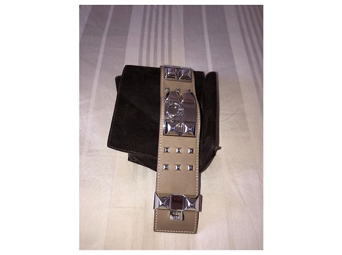 Pulsera Hermès Collar de perro beige de piel - vista 3